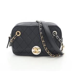 Chanel Matelasse Camera Bag Shoulder Leather Navy Blue
